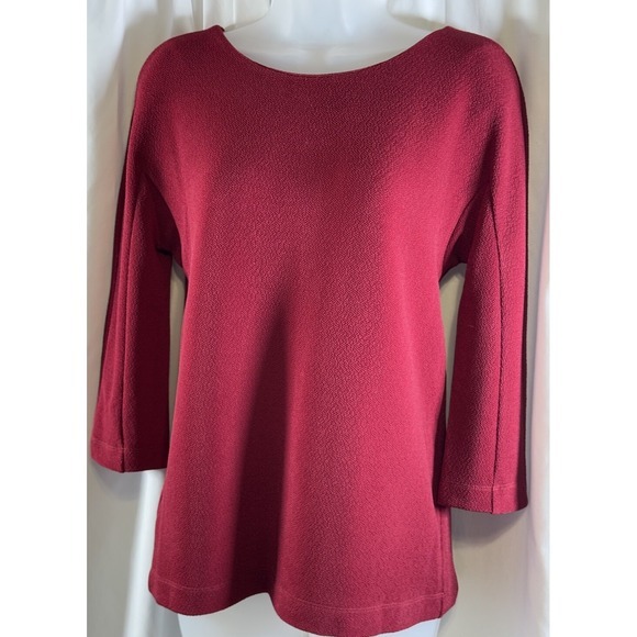 Ann Taylor Burgundy Red Textured 3/4 Sleeve Button‎ Back Blouse Top S Chic 72-31 - Picture 9 of 11